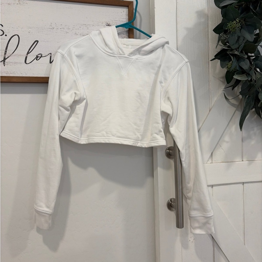 White Lululemon Cropped Scuba Hoodie